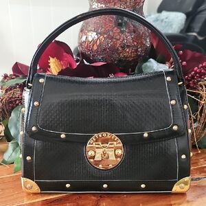 Metro City Brand Black and Gold Women's Hand Bag